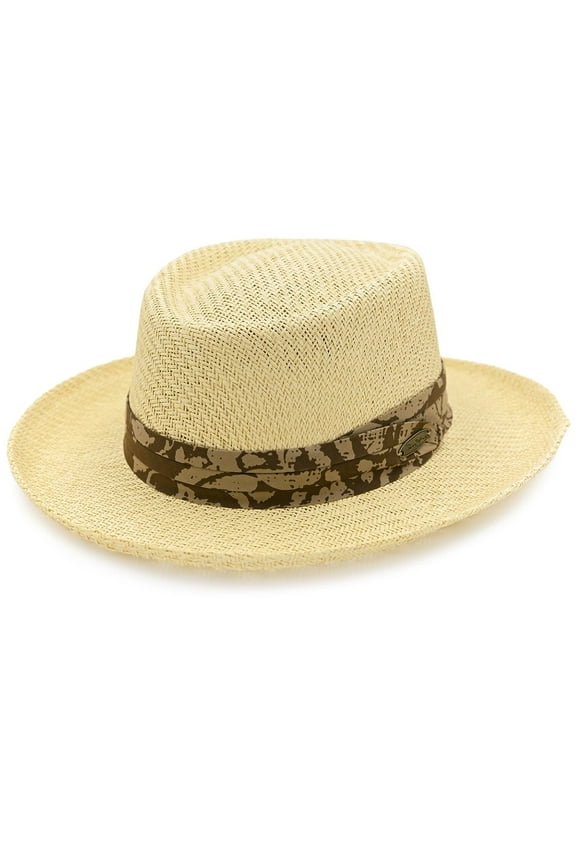 Gambler Straw Hat - Lightweight, 3" Big Brim, Inner Elastic Sweatband, 3-Pleat Ribbon Hat Band (Brown, Large/X-Large)