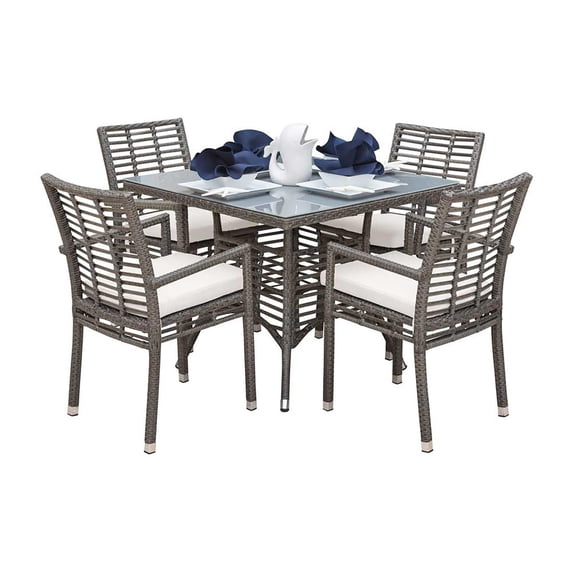 Panama Jack Graphite 5 Pc Dining Set With Cushions PJO-1601-GRY-5DA-CUSH/SU-735