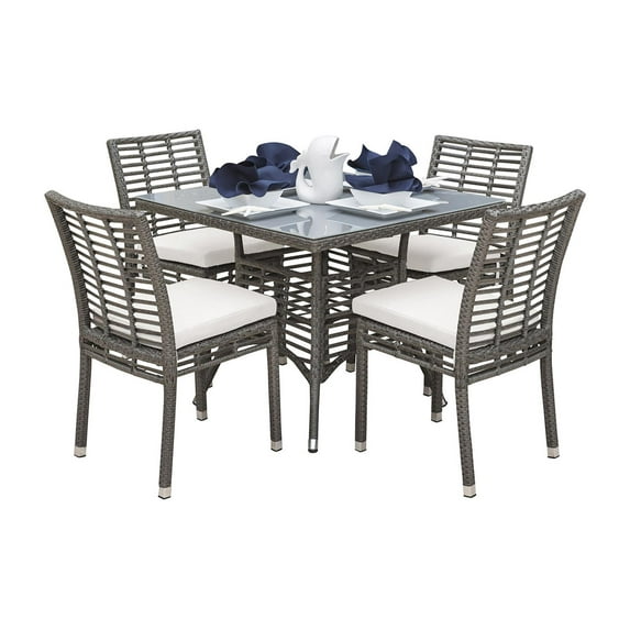Panama Jack Graphite 5 Pc Dining Set With Cushions PJO-1601-GRY-5DS-CUSH/SU-726