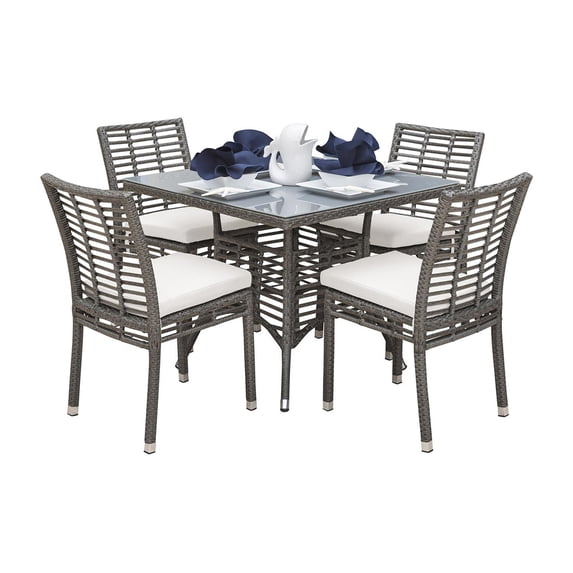 Panama Jack PJO-1601-GRY-5DS-CUSH-SU-755 Graphite 5 Piece Side Chair Dining Set with Cushion, Hot Pink