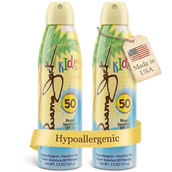 Panama Jack Kids Spray Sunscreen - SPF 50, Broad Spectrum UVA/UVB Protection, PABA, Paraben, Gluten & Cruelty Free, Water Resistant (80 Minutes), 5.5 OZ (Pack of 2)