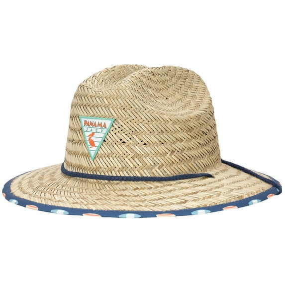 Panama Jack Kids Sun Hat - Straw Lifeguard, Surfboard Print Underbrim, UPF (SPF) 50+ UVA/UVB Sun Protection, 3 1/4" Brim (Navy)
