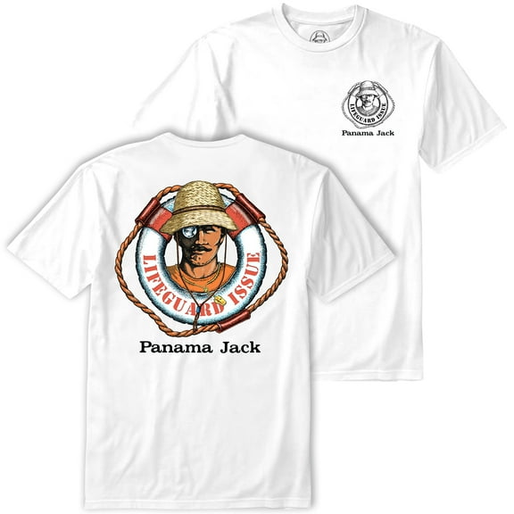 Panama Jack Lifeguard Issue T-Shirt, Lightweight, Breathable (White, Medium)