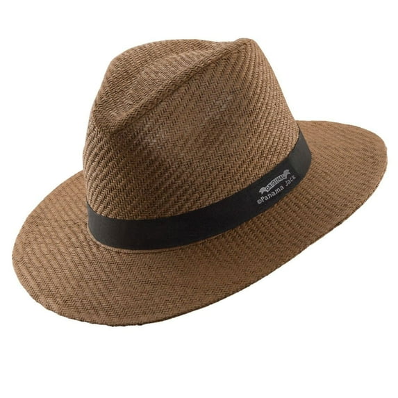 Panama Jack Safari Straw Hat - Matte Toyo, Ribbon Band, 2.5" Brim - Medium