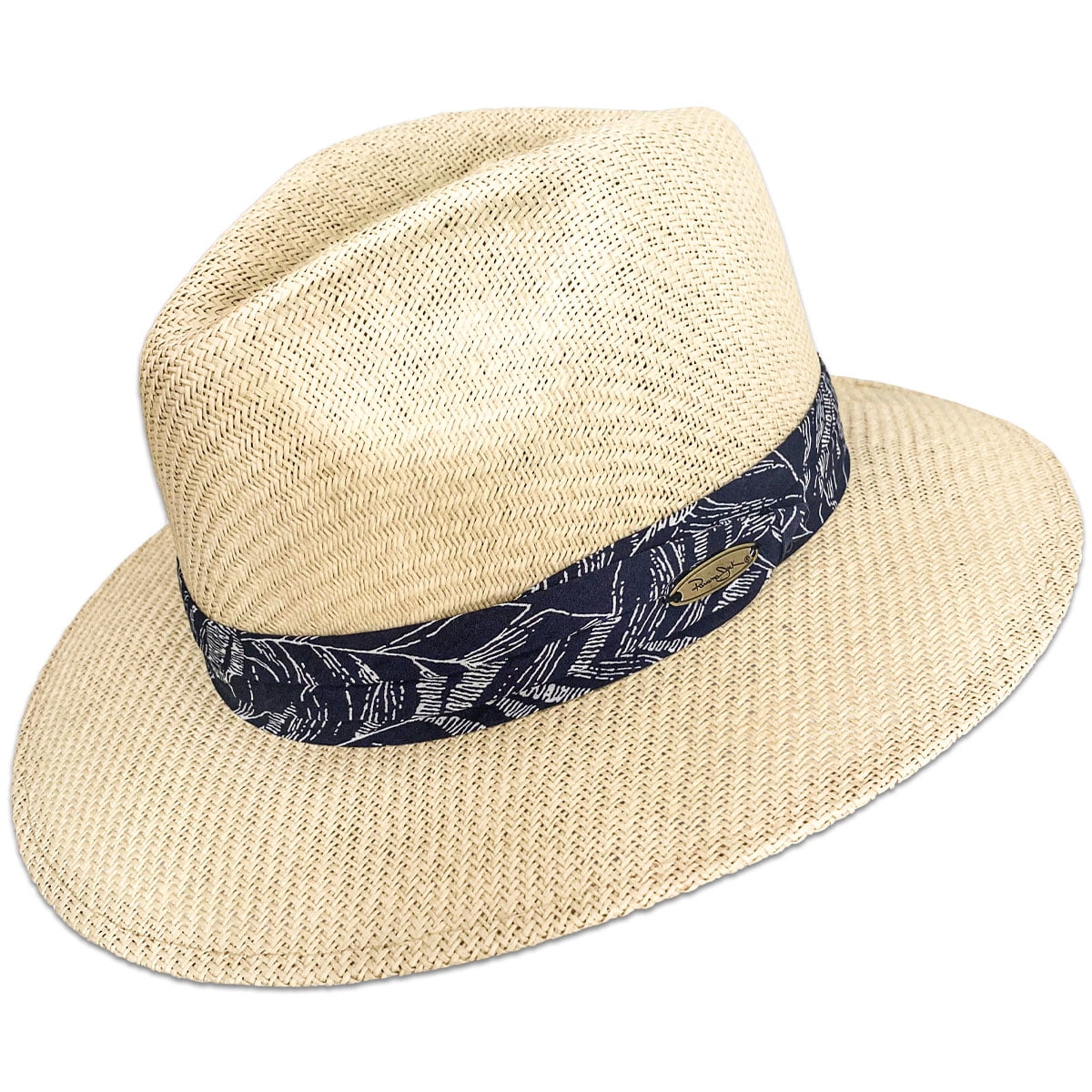 Panama Jack Matte Toyo Straw Safari Sun Hat with 3-Pleat Ribbon