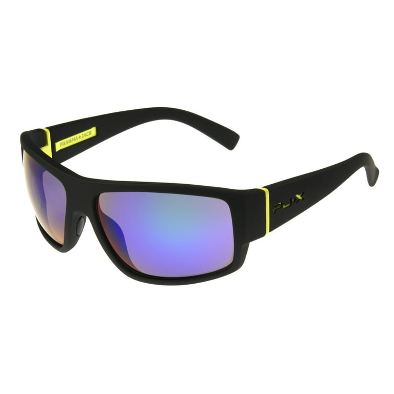 Panama Jack Men's Black Mirrored Wrap Sunglasses NN08 