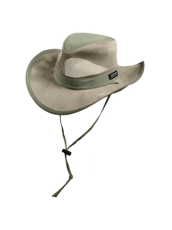 Men’s Mesh Crown Safari Sun Hat, Beach Hats for Men with Adjustable Chin Cord, Large, Fossil