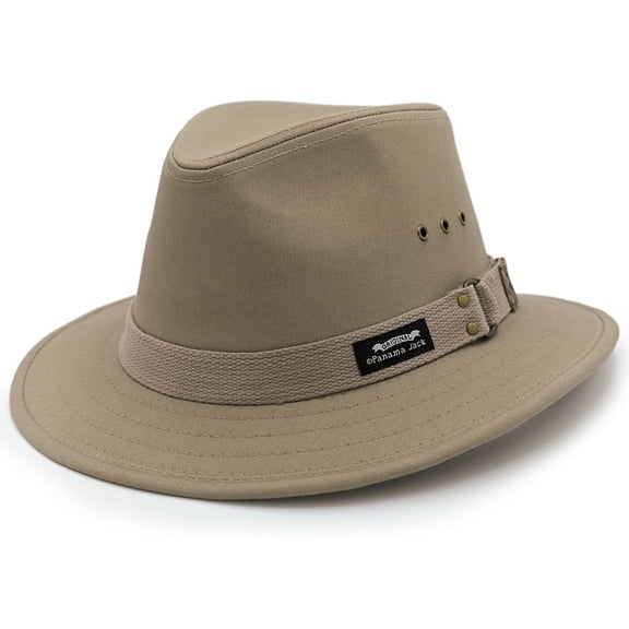 Panama Jack Men's Original Canvas Safari Sun Hat, 2 1/2" Brim, UPF (SPF) 50  Sun Protection (Khaki, Medium)