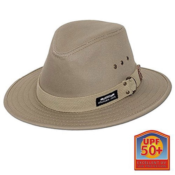 Panama Jack Men's Original Canvas Safari Sun Hat, 2 1/2" Brim, UPF (SPF) 50+ Sun Protection