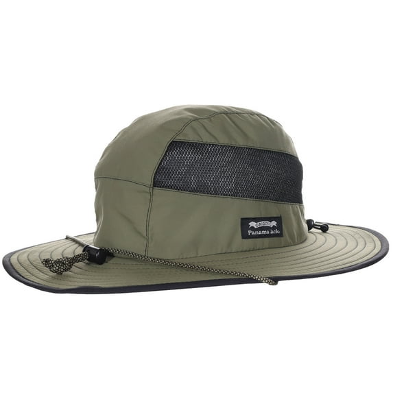 Panama Jack Men's Sun Hat - Nylon Boonie Bucket, Packable, 3 1/4" Big Brim, UPF 50+ UVA/UVB Sun Protection (Olive, Large/X-Large)