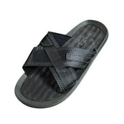 Panama Jack Mens Faux Leather X-Band Cross Band Slide Sandal Shoe 36757-12D(M)US black