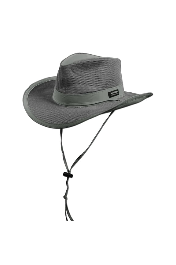 Mesh Crown Safari Sun Hat, 3" Brim, Adjustable Chin Cord, UPF (SPF) 50+ Sun Protection (Charcoal, Medium)