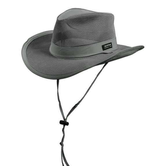 Panama Jack Mesh Crown Safari Sun Hat, 3" Brim, Adjustable Chin Cord, UPF (SPF) 50+ Sun Protection (Charcoal, Medium)