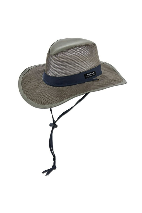 Mesh Crown Safari Sun Hat, 3" Brim, Adjustable Chin Cord, UPF (SPF) 50+ Sun Protection (Fossil, Large)