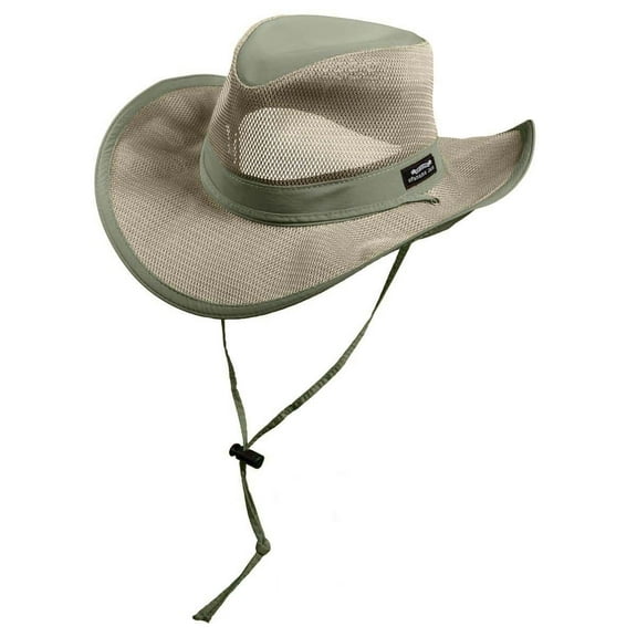 Panama Jack Mesh Crown Safari Sun Hat, 3" Brim, Adjustable Chin Cord, UPF (SPF) 50+ Sun Protection (Fossil, Medium)