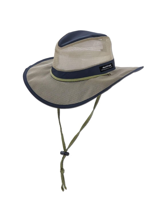 Mens Mesh Crown Safari Sun Hat, Beach Hats for Men with Adjustable Chin Cord, Large, Navy