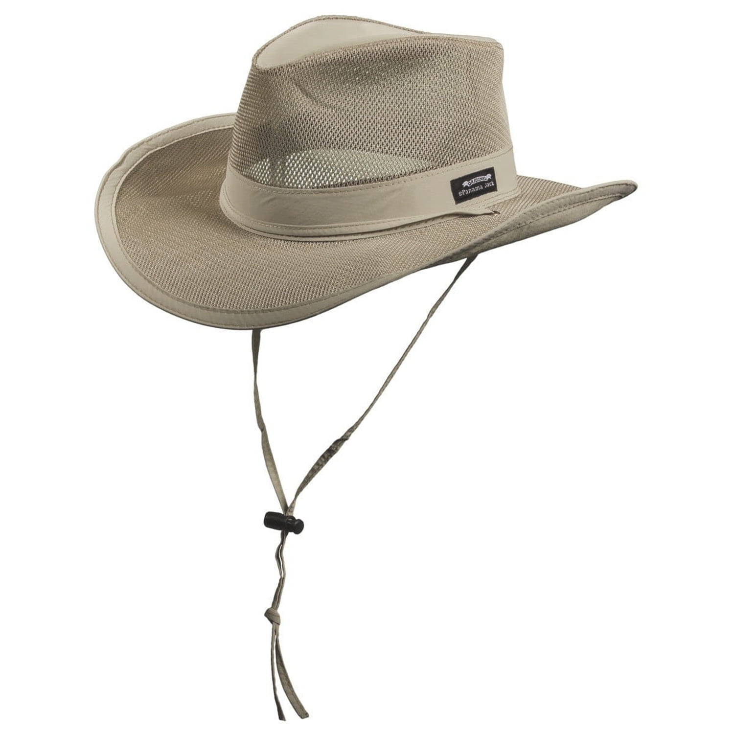 Panama Jack Mesh Crown Safari Sun Hat, 3 Brim, Adjustable Chin Cord, UPF  (SPF) 50+ Sun Protection (Khaki, X-Large)
