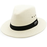 Panama Jack Natural Matte Toyo Safari Sun Hat with Black Band, 2 1/2" Brim, UPF (SPF) 50+ Sun Protection (Medium)