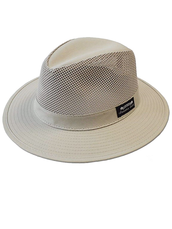Original Mesh Safari Hat with Beige Band, Breathable Hats for Men and Women, XL, Beige