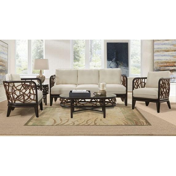 Panama Jack Original Palm Coastal Seafoam Woven Polyester/Olefin Area Rug