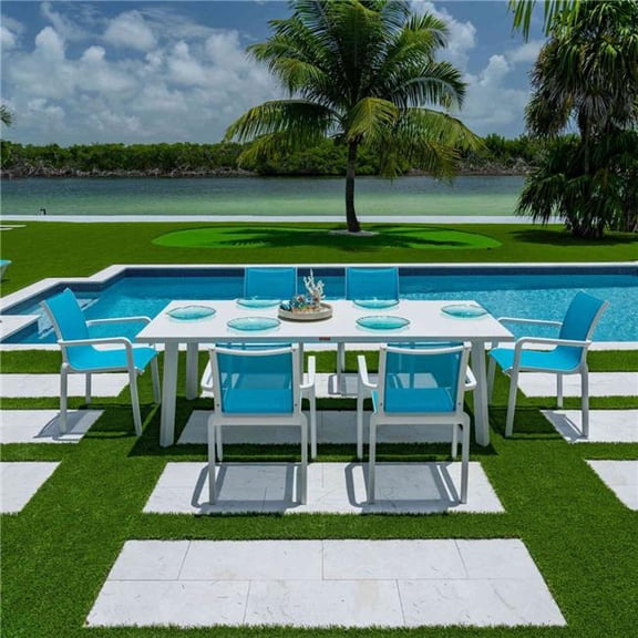 Panama Jack PJO-4601-WHT-7DA Abaco 7 Piece Dining Set, White