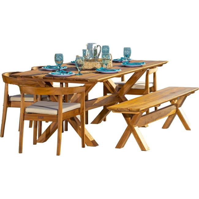 Panama Jack PJO-3601-NAT-7BC-CUSH-SU-722 Bali Teak 7 Piece Rectangle ...