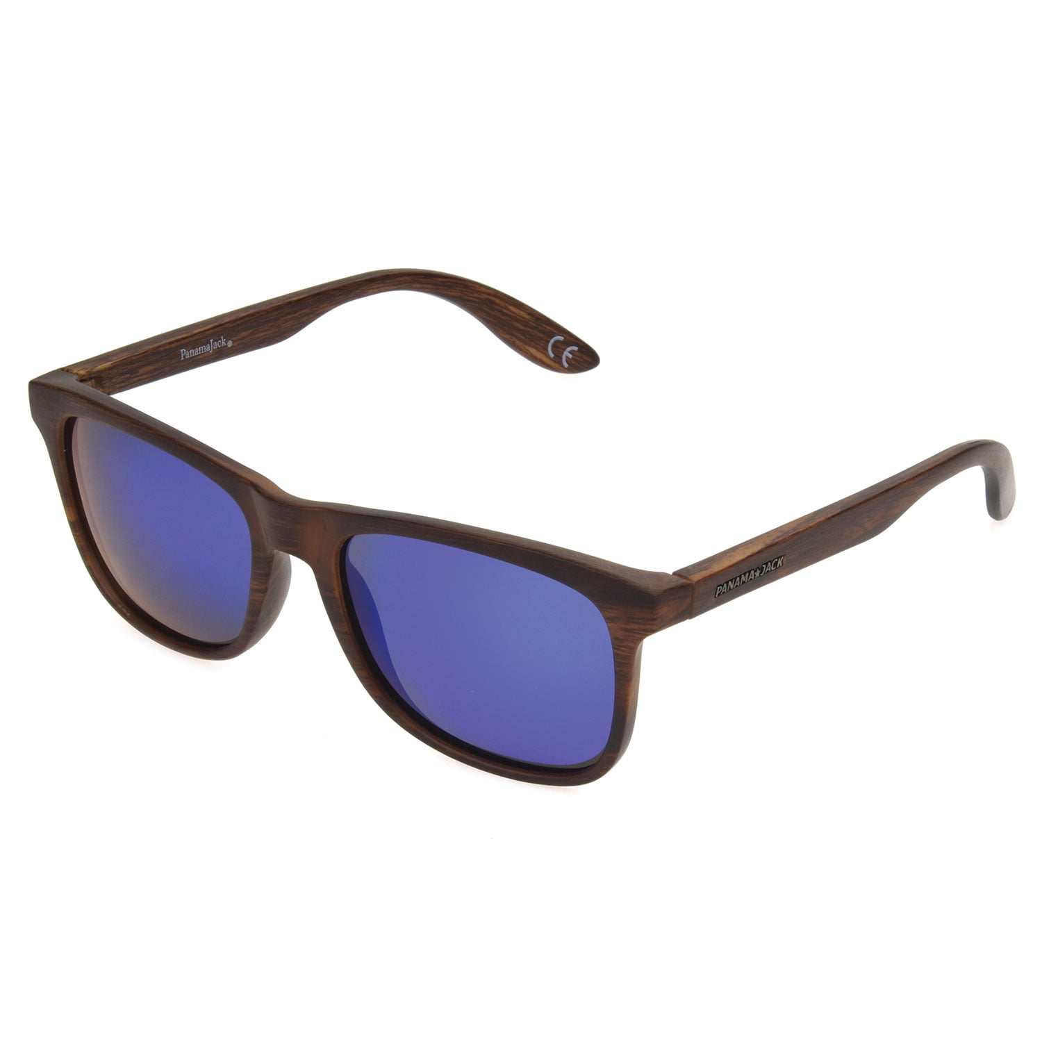 Panama Jack Polarized Faux Wood Sunglasses - Green Mirror Impact Resistant  Lenses, 100% UVA - UVB Sun Protection