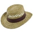 thumbnail image 1 of Panama Jack Rush Straw Gambler Hat - Inner Elastic Sweatband, 3" Brim (Brown, Large/X-Large), 1 of 4