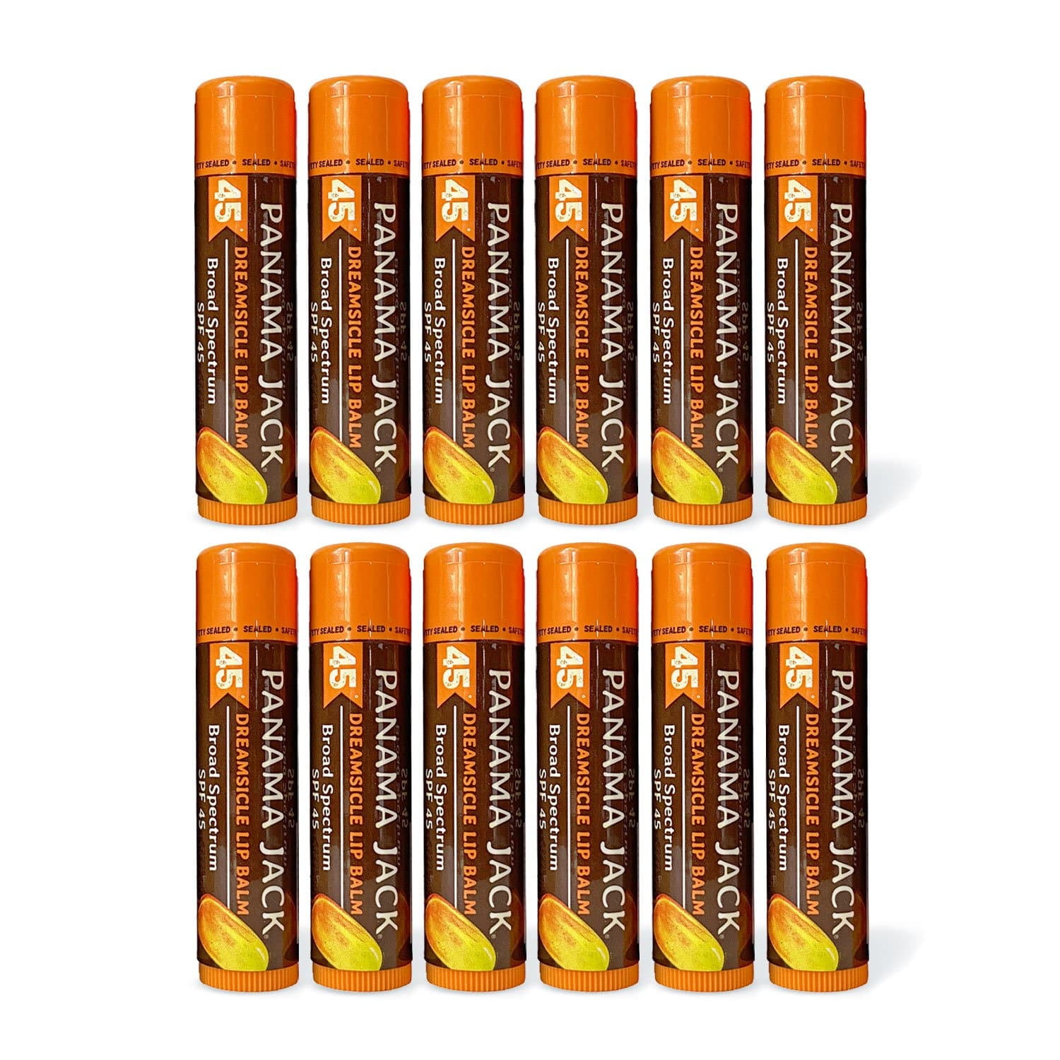 Panama Jack SPF 45 Lip Balm - Broad Spectrum UVA-UVB Sunscreen Protection, Prevents & Soothes Dry, Chapped Lips (Pack of 12, Dreamsicle)