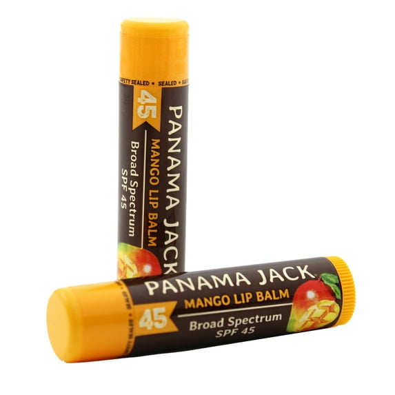 Panama Jack SPF 45 Lip Balm - Broad Spectrum UVA-UVB Sunscreen Protection, Prevents & Soothes Dry, Chapped Lips (Pack of 2, Mango)