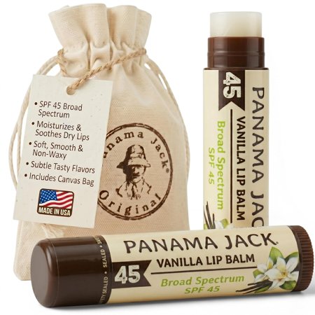 Panama Jack SPF Lip Balm, Smooth and Hydrating Lip Care Moisturizer, SPF 45, Vanilla, 2 Pack