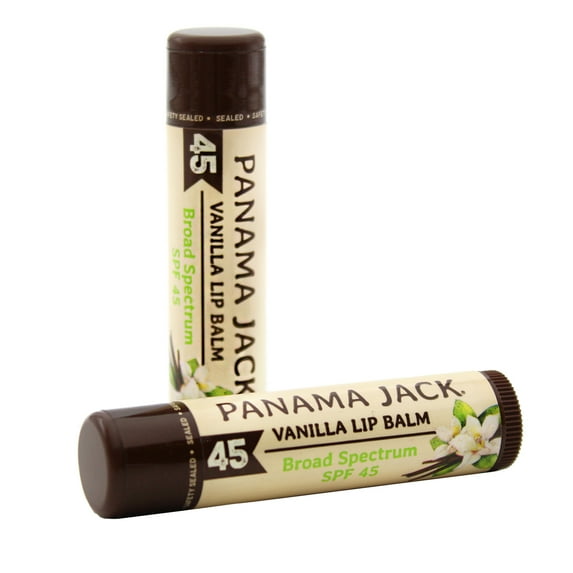 Panama Jack SPF 45 Lip Balm - Broad Spectrum UVA-UVB Sunscreen Protection, Prevents & Soothes Dry, Chapped Lips (Pack of 2, Vanilla)
