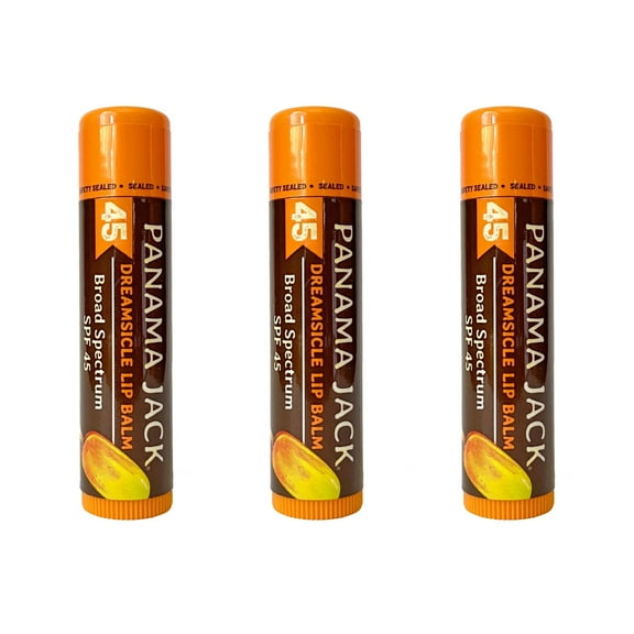 Panama Jack SPF 45 Lip Balm - Broad Spectrum UVA-UVB Sunscreen Protection, Prevents & Soothes Dry, Chapped Lips (Pack of 3, Dreamsicle)