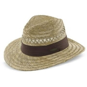 Panama Jack Safari Straw Hat - Lightweight, 3 Big Brim, Inner Elastic Sweatband, 3-Pleat Ribbon Hat Band Brown, Small/Medium