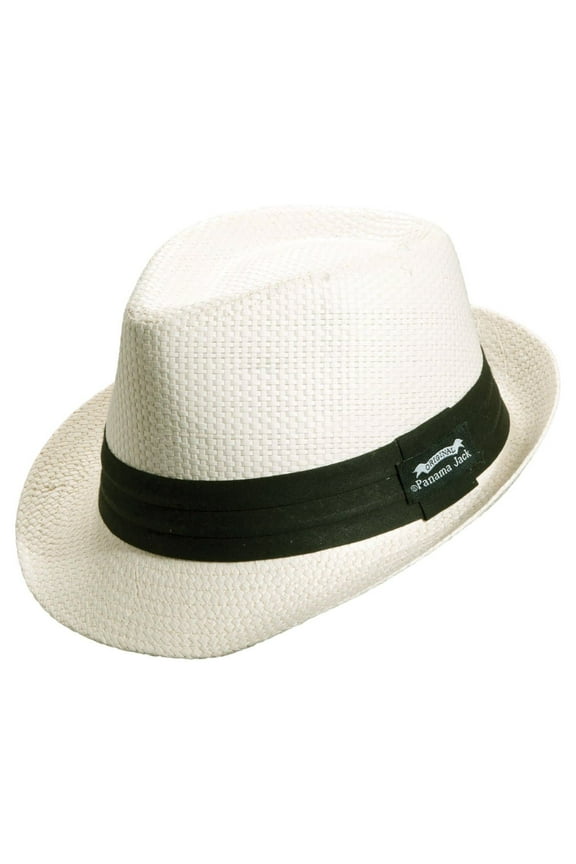 Solid Ribbon Fedora Hat with Black Band (Ivory, Large)