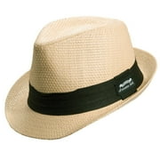Panama Jack Solid Ribbon Fedora Hat with Black Band Sand, Large