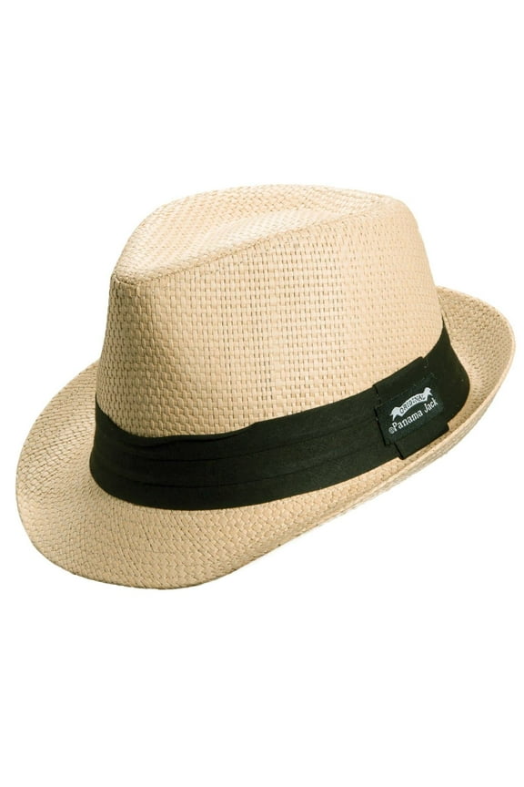 Solid Ribbon Fedora Hat with Black Band (Sand, Medium)