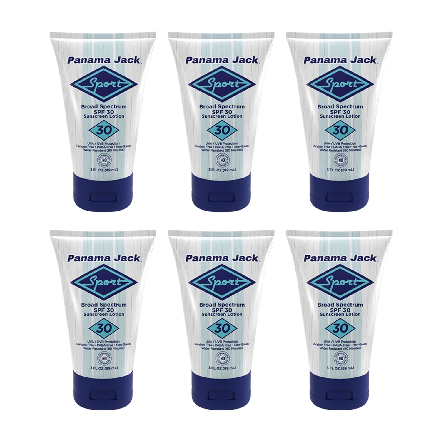 Panama Jack Sport Sunscreen Lotion - SPF 30, Broad Spectrum UVA/UVB Protection, Non-Greasy, PABA, Paraben, Gluten & Cruelty Free, 3 FL OZ (Pack of 6)