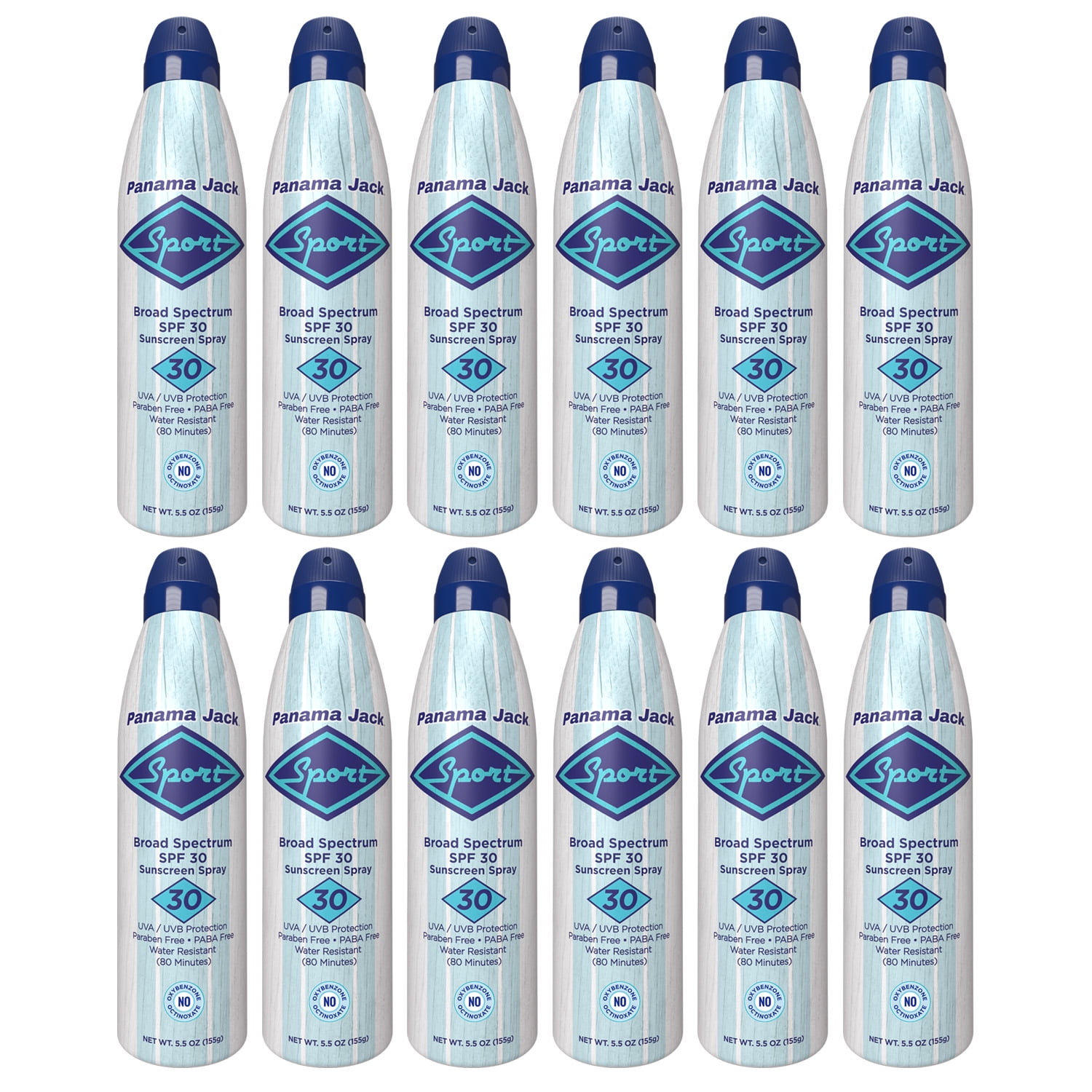 Panama Jack Sport Sunscreen Spray - SPF 30, Broad Spectrum UVA/UVB Protection, PABA, Paraben, Gluten & Cruelty Free, Water Resistant (80 Minutes), 5.5 OZ (Pack of 12)