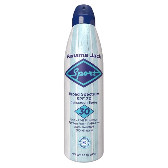 Panama Jack Broad Spectrum Sport Sunscreen Spray for Body, Water-Resistant Sunblock Spray, SPF 30, 5.5 oz
