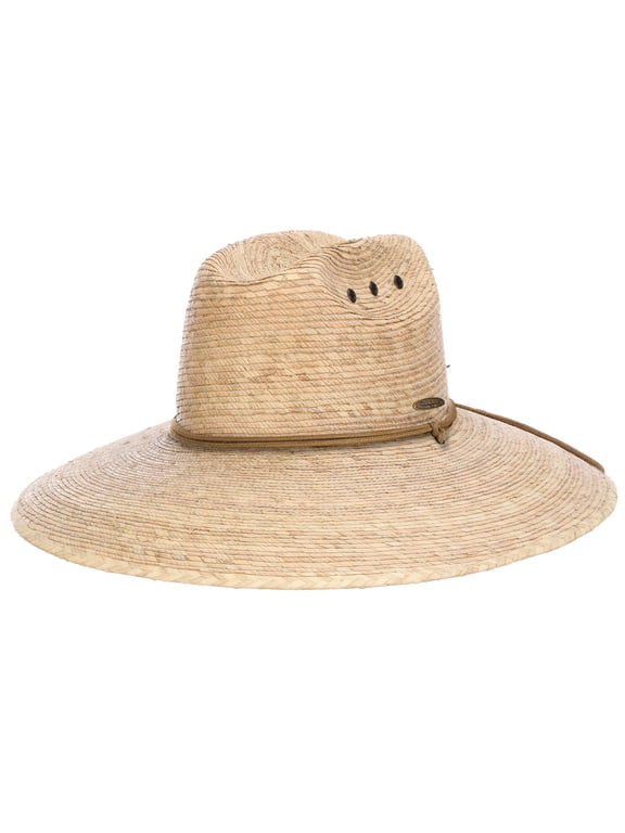 Straw Lifeguard Hat - Braided Palm Fiber, Packable, 5" Big Brim, UPF 50+ Sun Protection