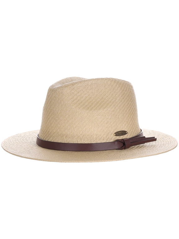 Straw Safari Hat - Vegan Leather Band Matte Toyo, UPF 50+ Sun Protection