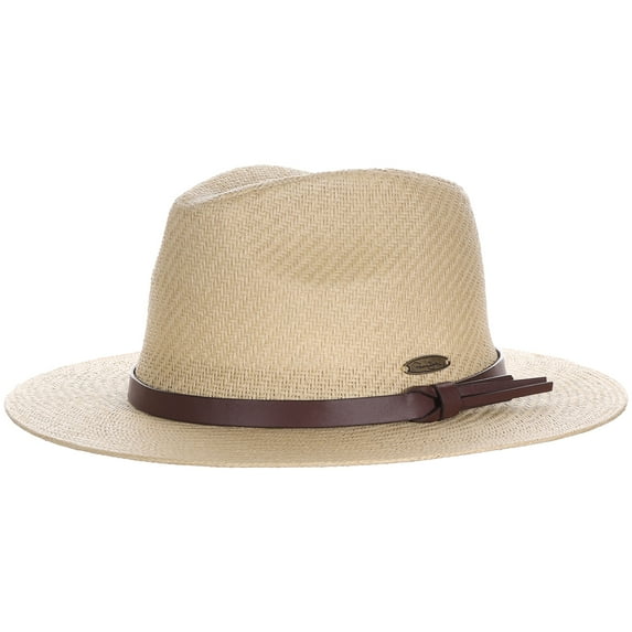 Panama Jack Straw Safari Hat - Vegan Leather Band Matte Toyo, UPF 50+ Sun Protection