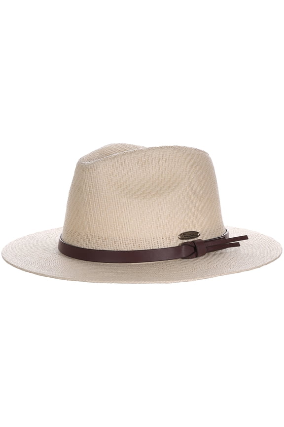 Straw Safari Hat - Vegan Leather Band Matte Toyo, UPF 50+ Sun Protection