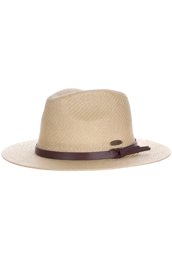 Panama Jack Straw Safari Hat - Vegan Leather Band Matte Toyo, UPF 50+ Sun Protection