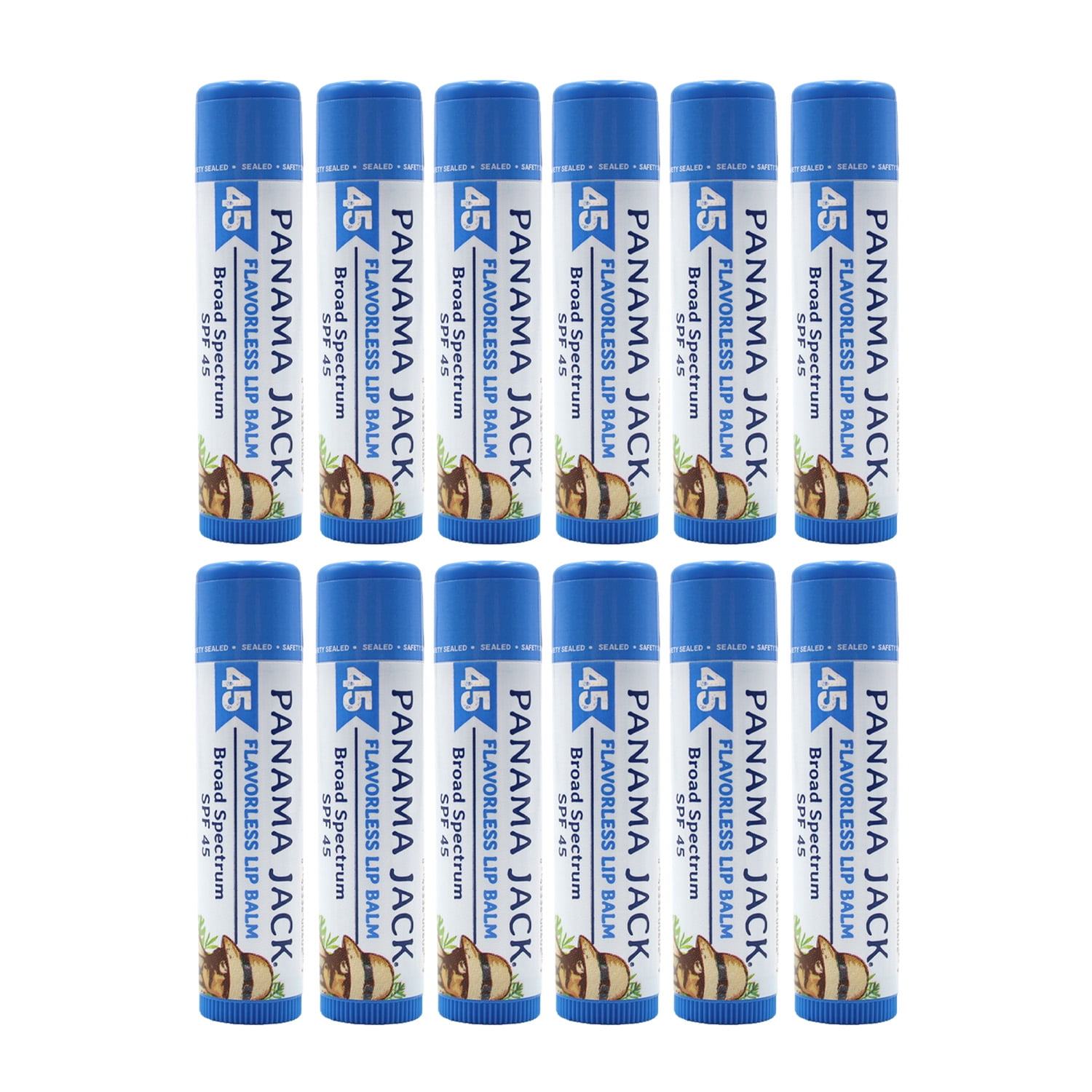 Panama Jack Sunscreen Lip Balm - SPF 45, Broad Spectrum UVA-UVB Sunscreen Protection, Prevents & Soothes Dry, Chapped Lips (Pack of 12, Flavorless)