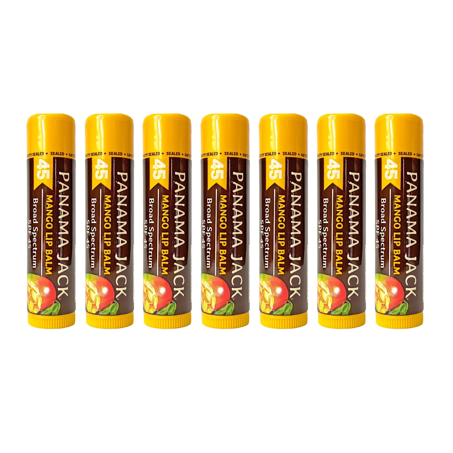 Panama Jack Sunscreen Lip Balm - SPF 45, Broad Spectrum UVA-UVB Sunscreen Protection, Prevents & Soothes Dry, Chapped Lips (Pack of 7, Mango)