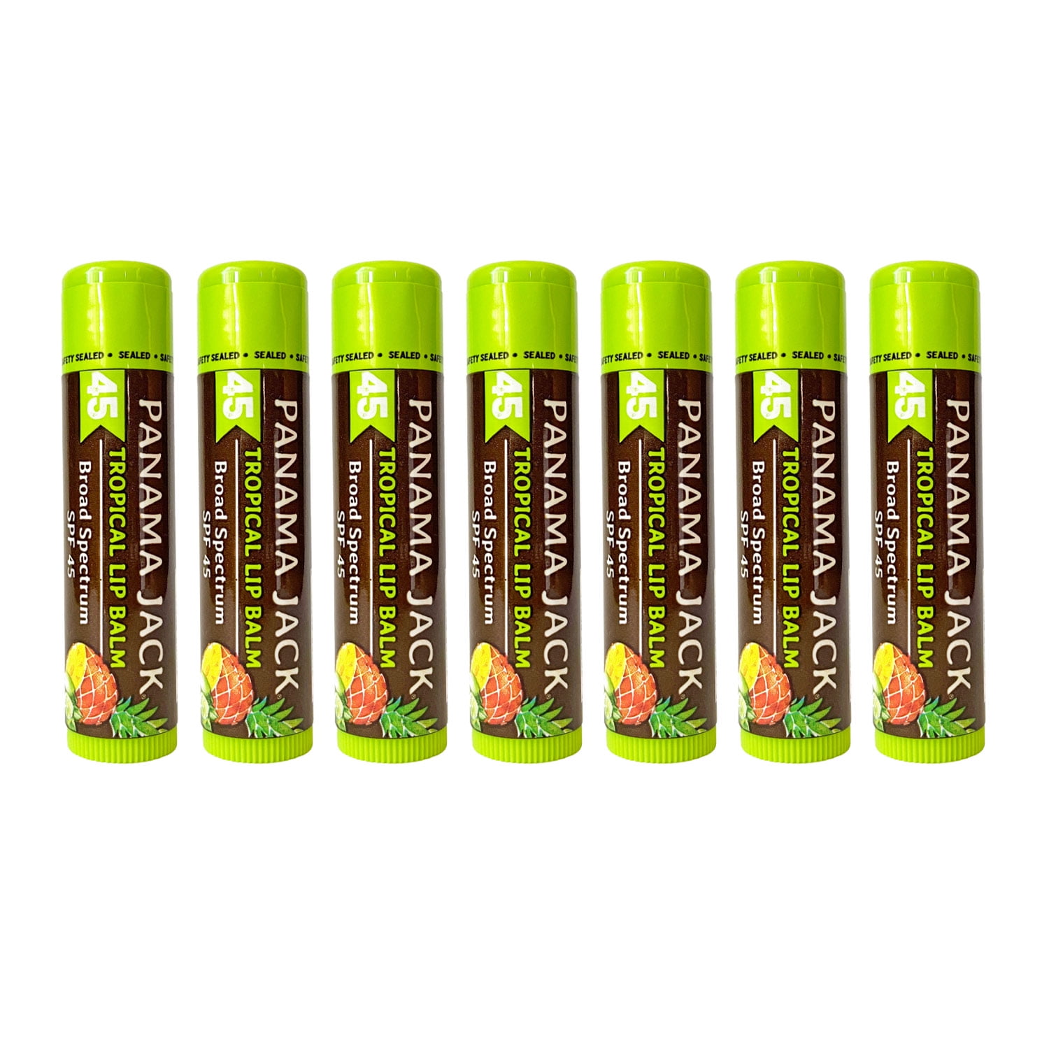 Panama Jack Sunscreen Lip Balm - SPF 45, Broad Spectrum UVA-UVB Sunscreen Protection, Prevents & Soothes Dry, Chapped Lips (Pack of 7, Tropical)