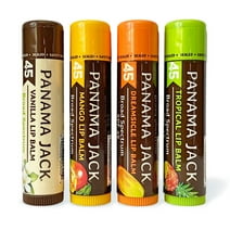 Panama Jack Sunscreen Lip Balm - SPF 45, Flavor Pack, Broad Spectrum UVA-UVB Sunscreen Protection, Prevents & Soothes Dry, Chapped Lips (Dreamsicle / Vanilla / Tropical / Mango)