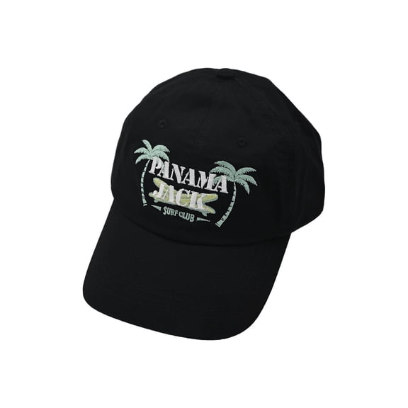 Panama Jack Surf Club Baseball Cap, Adjustable Closure, Packable, Lightweight, 3" Brim Black